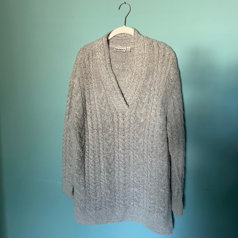 Gray Cable Knit Sweater Rag Supply